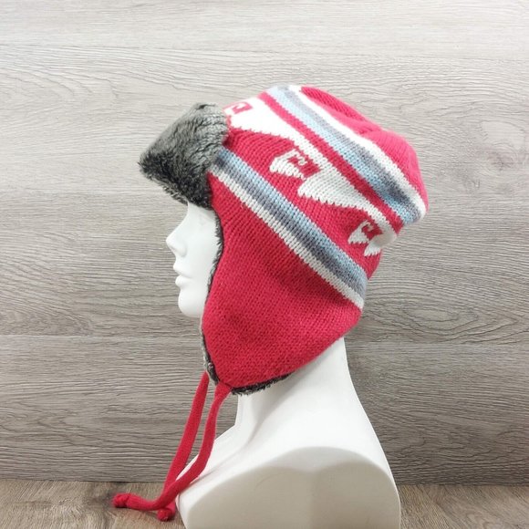 Earflaps Winter Hat Ear Cover Unisex Warm Fur Lining Beanie Aviator Cap Gray/Red - Picture 8 of 16